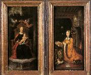 unknow artist Diptych with Margaret of Austria Worshipping Spain oil painting artist